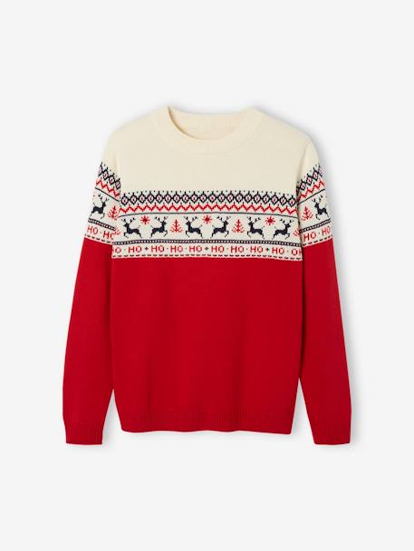 Pull jacquard de Noël adulte capsule famille marine+rouge 6 - vertbaudet enfant 