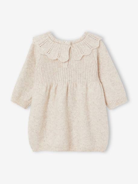 Robe à collerette en tricot bébé beige chiné 2 - vertbaudet enfant 