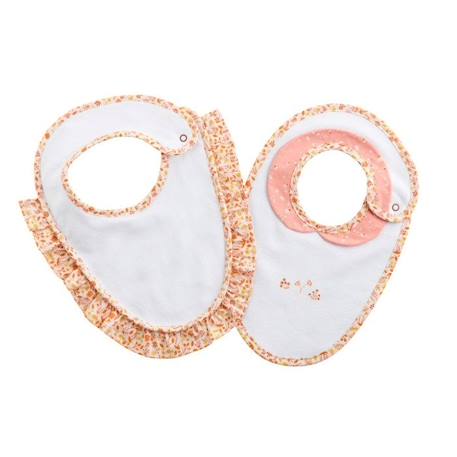 Bavoirs en coton blanc et rose lot de 2 Esmée ROSE 1 - vertbaudet enfant 