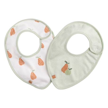 Bavoirs en coton vert et blanc lot de 2 Botanica VERT 1 - vertbaudet enfant 