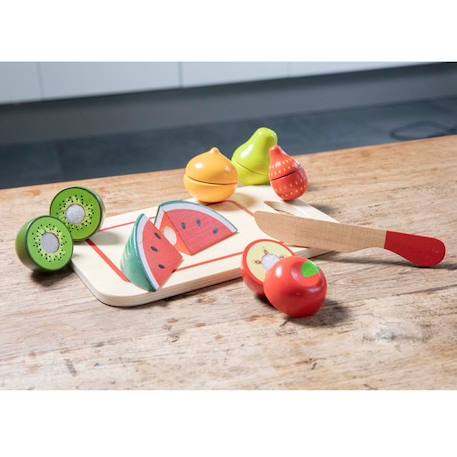 Jeu de coupe de fruits - NEW CLASSIC TOYS - Ensemble junior 8 pièces en bois avec velcro BLANC 6 - vertbaudet enfant 