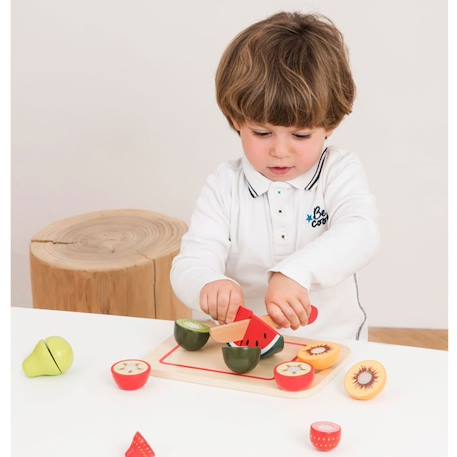 Jeu de coupe de fruits - NEW CLASSIC TOYS - Ensemble junior 8 pièces en bois avec velcro BLANC 4 - vertbaudet enfant 