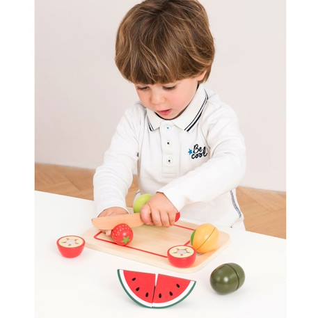 Jeu de coupe de fruits - NEW CLASSIC TOYS - Ensemble junior 8 pièces en bois avec velcro BLANC 3 - vertbaudet enfant 