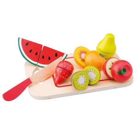 Jeu de coupe de fruits - NEW CLASSIC TOYS - Ensemble junior 8 pièces en bois avec velcro BLANC 2 - vertbaudet enfant 