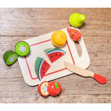 Jeu de coupe de fruits - NEW CLASSIC TOYS - Ensemble junior 8 pièces en bois avec velcro BLANC 5 - vertbaudet enfant 