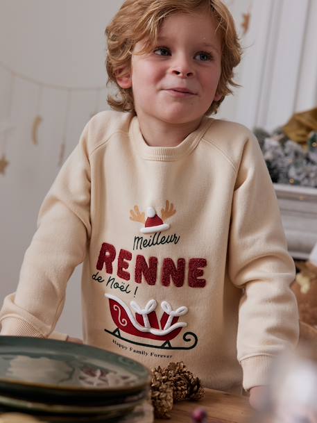 Sweat enfant 'meilleur renne de Noël' capsule famille vanille 1 - vertbaudet enfant 