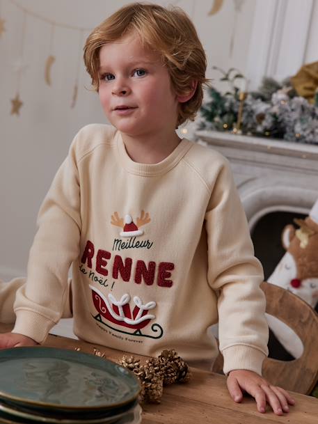 Sweat enfant 'meilleur renne de Noël' capsule famille vanille 2 - vertbaudet enfant 