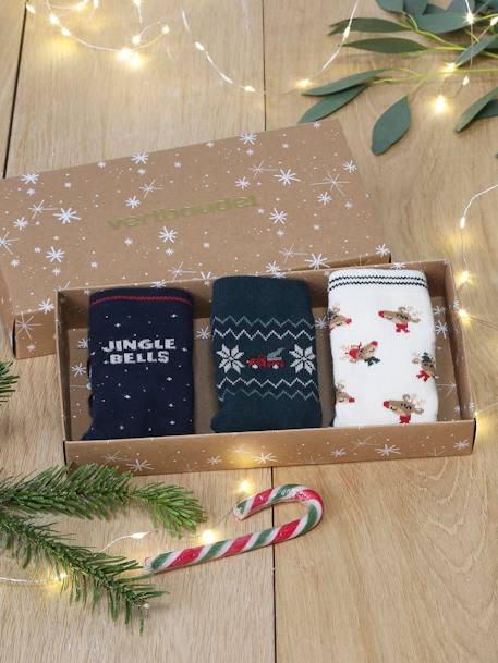 Garçon-Sous-vêtement-Coffret de 3 paires de chaussettes Noël garçon