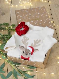 -Coffret de Noël pull jacquard motif animal + accessoire fille