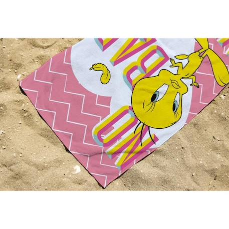 Serviette De Plage Looney Tunes Titi 70x140 cm - 100% Coton - Rose ROSE 2 - vertbaudet enfant 