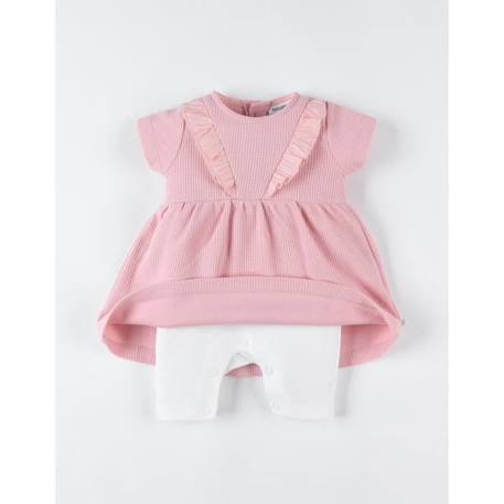 Set robe en jersey gaufré, legging, écru,Rose clair ROSE 4 - vertbaudet enfant 