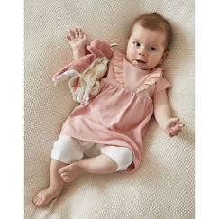 -Set robe en jersey gaufré, legging, écru,Rose clair