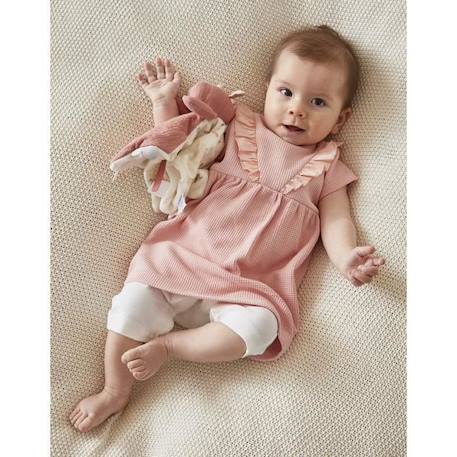 Set robe en jersey gaufré, legging, écru,Rose clair ROSE 1 - vertbaudet enfant 