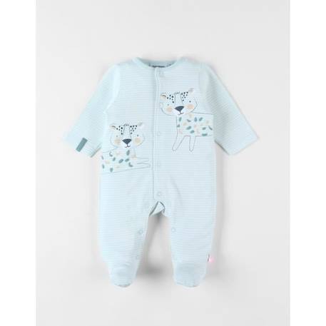 Pyjama rayé 1 pièce lions en jersey d'eau BLANC 1 - vertbaudet enfant 