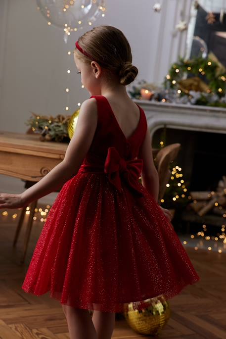 Robe de Noël en velours et tulle brillant fille rouge 9 - vertbaudet enfant 