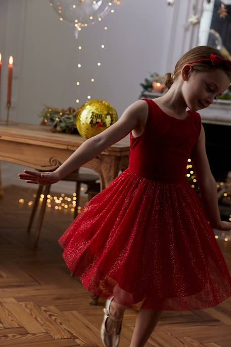 Robe de Noël en velours et tulle brillant fille rouge 9 - vertbaudet enfant 