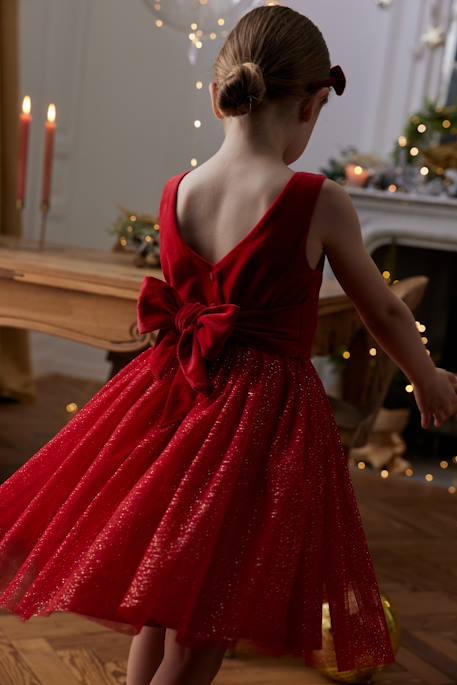 Robe de Noël en velours et tulle brillant fille rouge 9 - vertbaudet enfant 