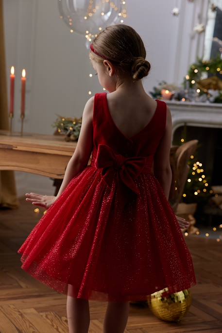 Robe de Noël en velours et tulle brillant fille rouge 9 - vertbaudet enfant 