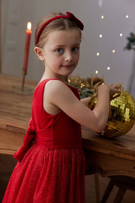 Robe de Noël en velours et tulle brillant fille rouge 9 - vertbaudet enfant 