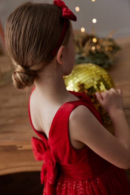 Robe de Noël en velours et tulle brillant fille rouge 9 - vertbaudet enfant 