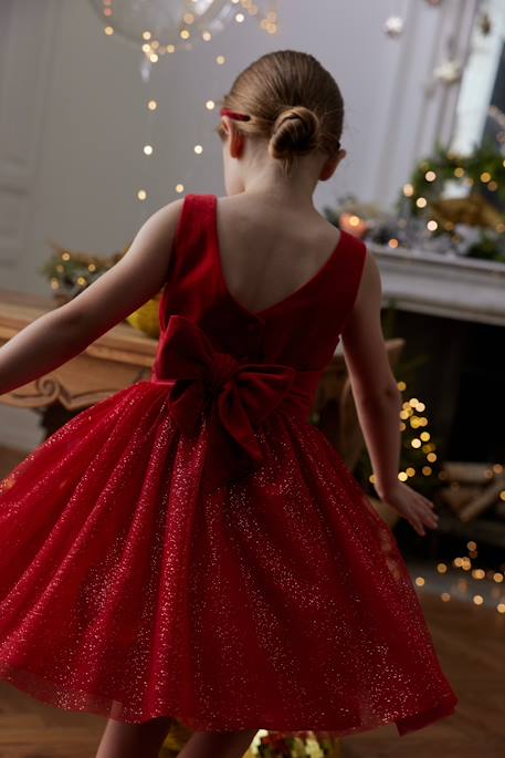 Robe de Noël en velours et tulle brillant fille rouge 9 - vertbaudet enfant 