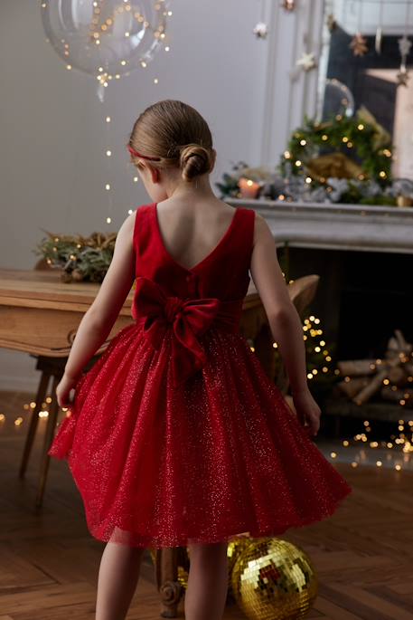 Robe de Noël en velours et tulle brillant fille rouge 9 - vertbaudet enfant 