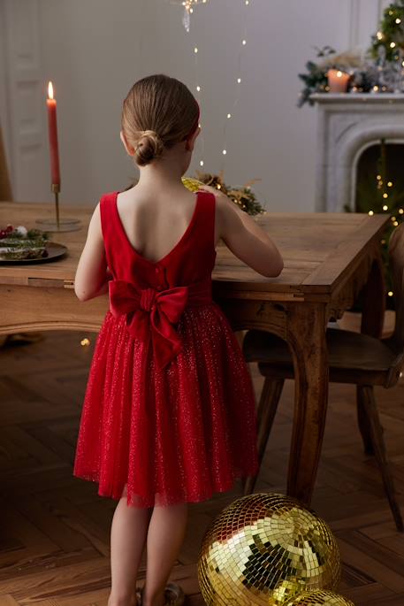 Robe de Noël en velours et tulle brillant fille rouge 9 - vertbaudet enfant 