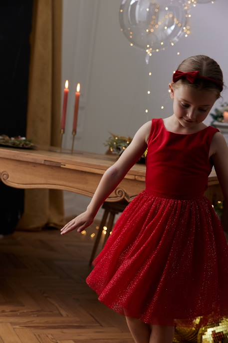 Robe de Noël en velours et tulle brillant fille rouge 9 - vertbaudet enfant 