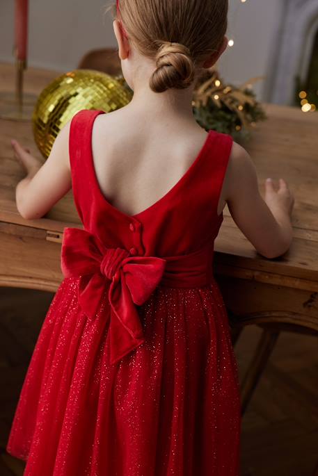 Robe de Noël en velours et tulle brillant fille rouge 9 - vertbaudet enfant 