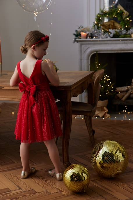 Robe de Noël en velours et tulle brillant fille rouge 9 - vertbaudet enfant 