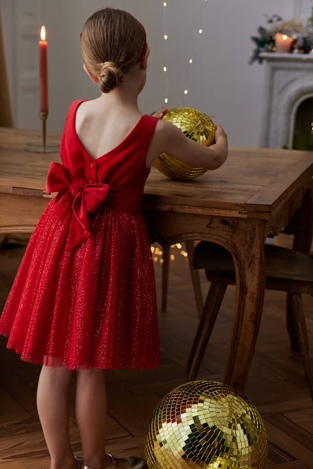 Robe de Noël en velours et tulle brillant fille rouge 9 - vertbaudet enfant 