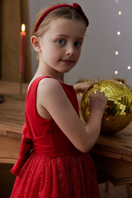 Robe de Noël en velours et tulle brillant fille rouge 9 - vertbaudet enfant 