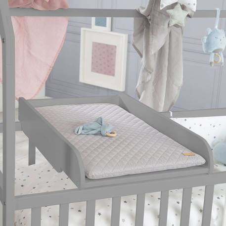 ROBA Plan à Langer à Poser sur Lit Bébé + Matelas Imperméable roba Style Gris - Facile à Monter - Bois Laqué Taupe GRIS 5 - vertbaudet enfant 