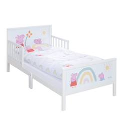 Lit Enfant 2-7 Ans avec Barrières de Protection + Parure de Lit ROBA Peppa Pig - Blanc - 70x140 cm  - vertbaudet enfant