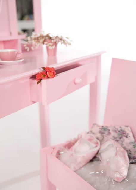 ROBA Coiffeuse Enfant avec 3 Miroirs et Tabouret - Rose ROSE 6 - vertbaudet enfant 