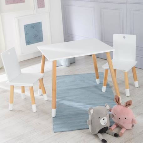 ROBA Ensemble Table + 2 Chaises pour Enfants en Bois Laqué Blanc - 3 Pièces - Pieds en Bois Massif BLANC 2 - vertbaudet enfant 