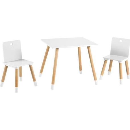 ROBA Ensemble Table + 2 Chaises pour Enfants en Bois Laqué Blanc - 3 Pièces - Pieds en Bois Massif BLANC 1 - vertbaudet enfant 