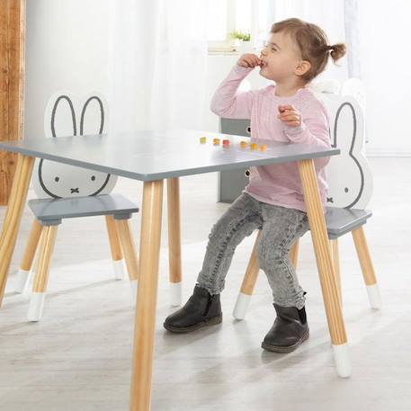 ROBA Ensemble Table + 2 Chaises Enfants - miffy® - Motif Lapin - Table de Jeu et d'Apprentissage - Gris / Blanc GRIS 2 - vertbaudet enfant 