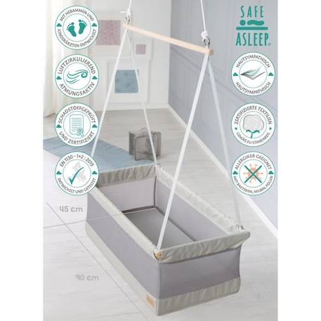 Berceau suspendu ROBA - safe asleep® - 45 x 90 cm - Gris - Matelas inclus GRIS 4 - vertbaudet enfant 