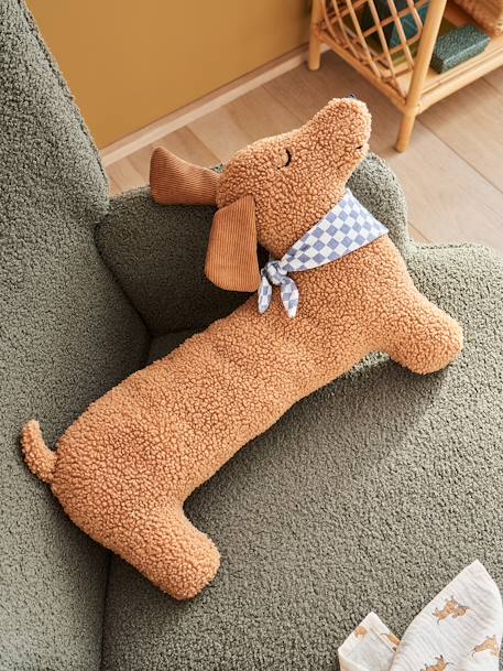 Coussin chien teckel en sherpa ACHILLE marron 1 - vertbaudet enfant 