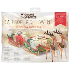 Jouet-Calendrier de l'Avent à construire - Rennes & Traineau de Noël