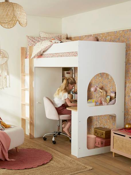 Lit mezzanine avec bureau et rangement COMBINID blanc 2 - vertbaudet enfant 