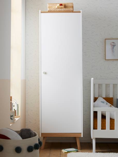 Armoire 1 porte LIGNE CONFETTI BLANC/BOIS 1 - vertbaudet enfant 