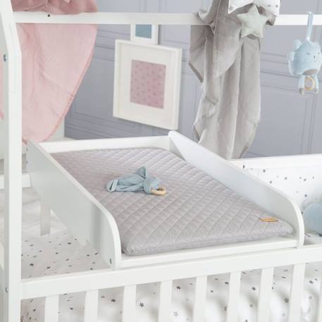 ROBA Plan à Langer à Poser sur Lit Bébé + Matelas Imperméable roba Style Gris - Facile à Monter - Bois Laqué Blanc BLANC 2 - vertbaudet enfant 