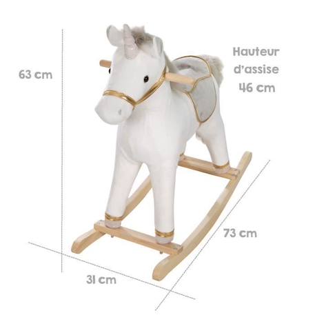 Licorne à Bascule Rembourrée pour Enfants de 2 à 6 Ans - ROBA - Blanc/Gris BLANC 4 - vertbaudet enfant 