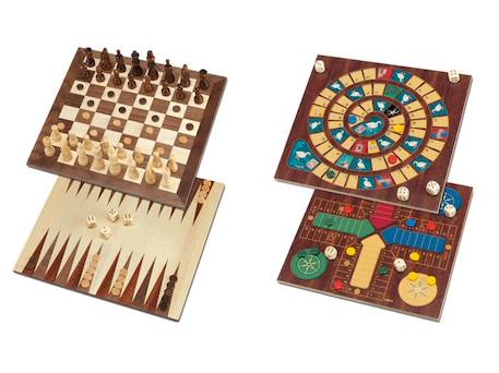 Coffret en bois - CAYRO - 5 jeux - Jeu de l'oie, Petits chevaux, Échecs, Dames et Backgammon MARRON 5 - vertbaudet enfant 