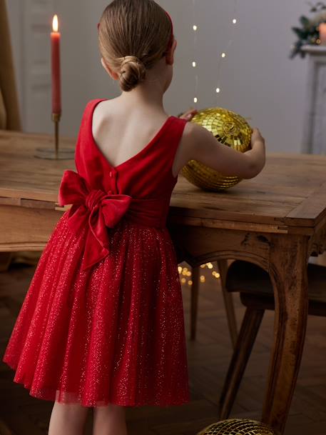 Robe de Noël en velours et tulle brillant fille rouge 9 - vertbaudet enfant 