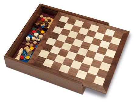 Coffret en bois - CAYRO - 5 jeux - Jeu de l'oie, Petits chevaux, Échecs, Dames et Backgammon MARRON 2 - vertbaudet enfant 