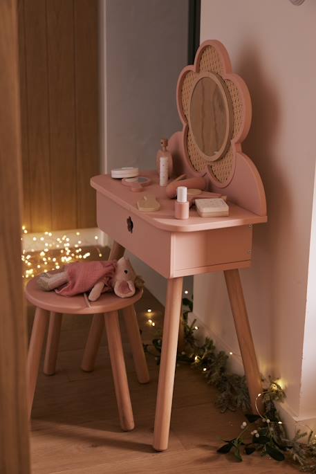 Coiffeuse cannage + accessoires en bois FSC® blanc+rose 10 - vertbaudet enfant 