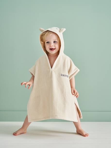 Poncho de bain bébé avec coton recyclé personnalisable Animaux abricot+beige+ocre 9 - vertbaudet enfant 